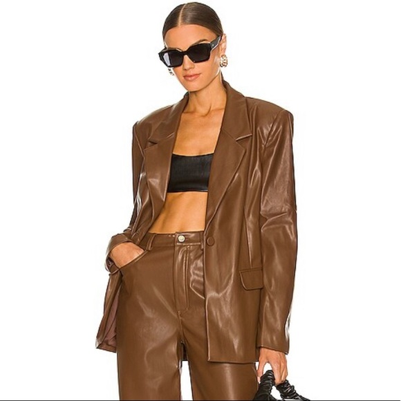 WeWoreWhat Jackets & Blazers - ❌SOLD❌ WeWoreWhat Vegan Leather Blazer in Cocoa Brown